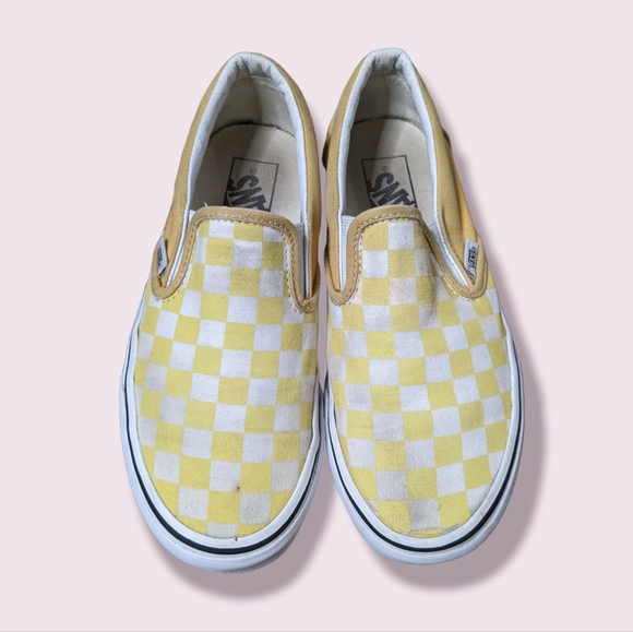 Vans yellow white checkered skate shoes EUC 6 - Picture 2 of 10